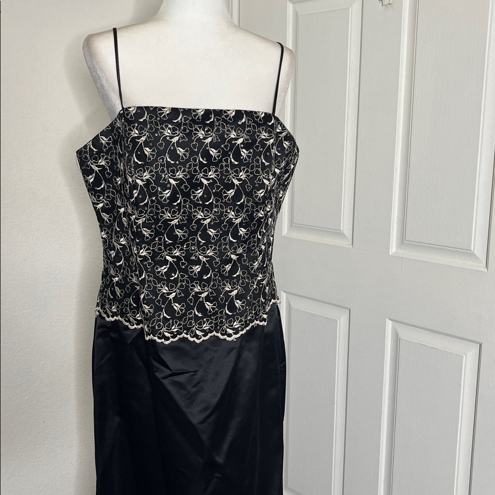 Vintage Y2K 90's Aspeed Women's Gold Floral Embroidered Maxi Dress Gown XL Prom - Picture 2 of 9